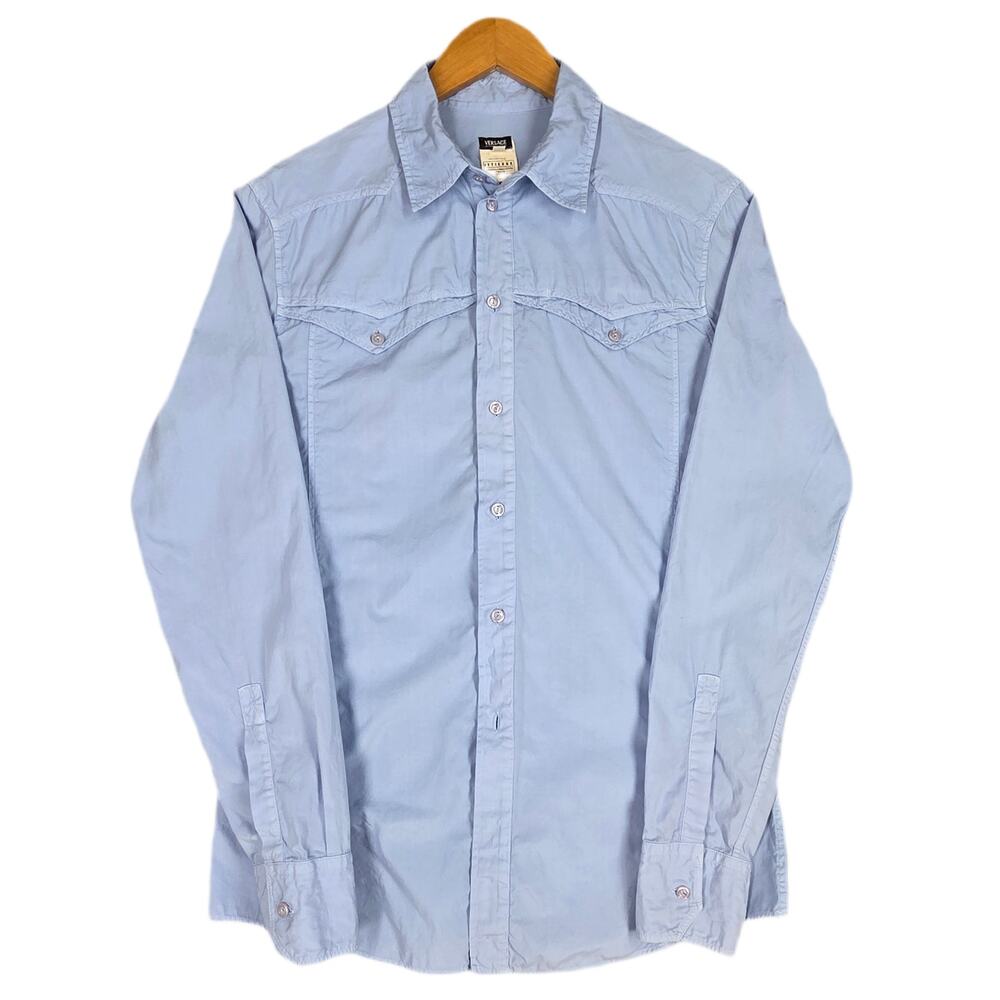 VERSACE JEANS COUTURE VINTAGE 90's MEN'S LIGHT BLUE BUTTON‑UP SHIRT – SIZE M